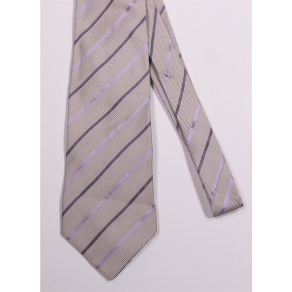 Giorgio Armani Tie Silver Purple Striped Silk White Label Necktie - Picture 3 of 6